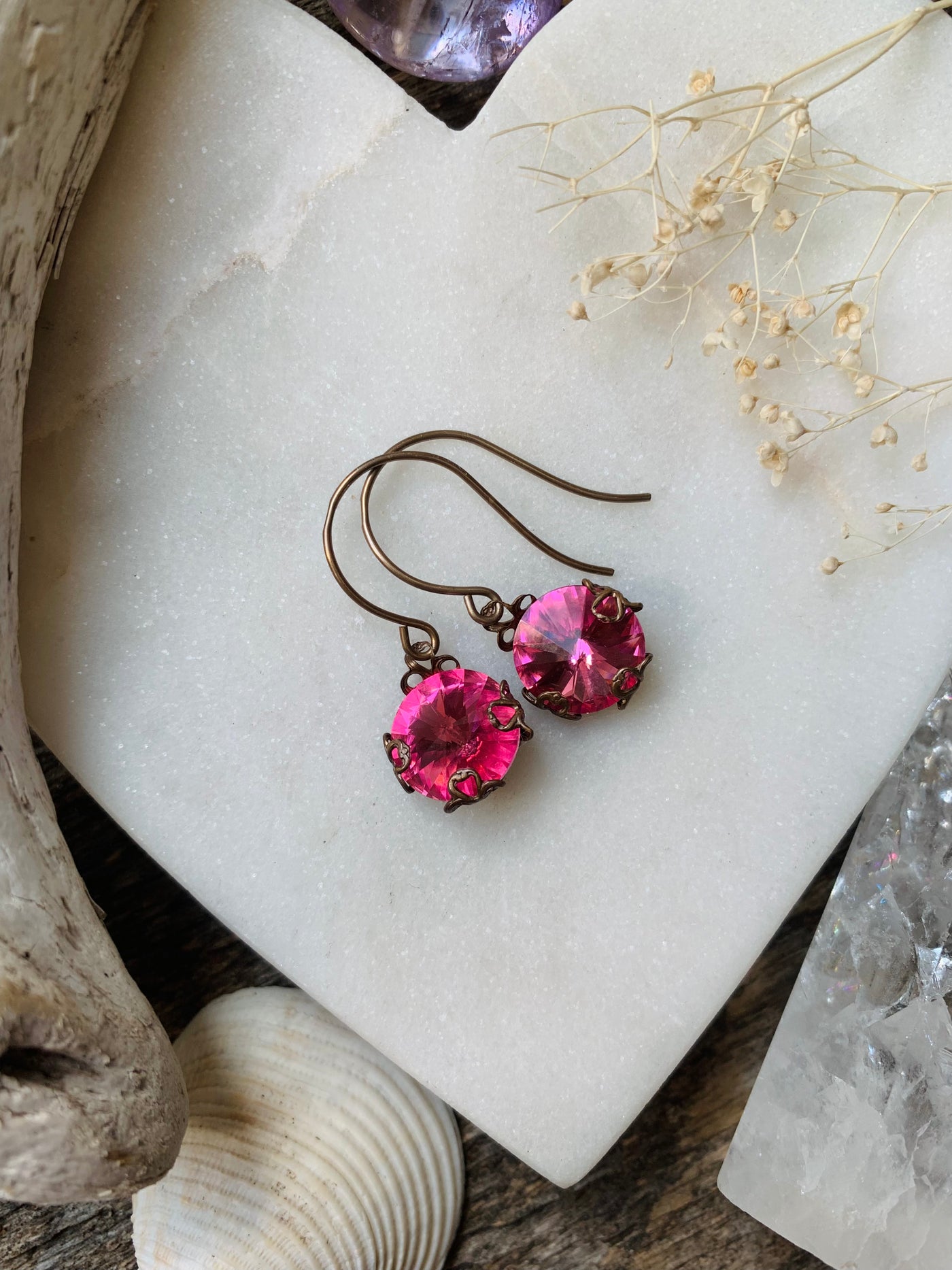 Wild Rose Crystal Filigree Earrings