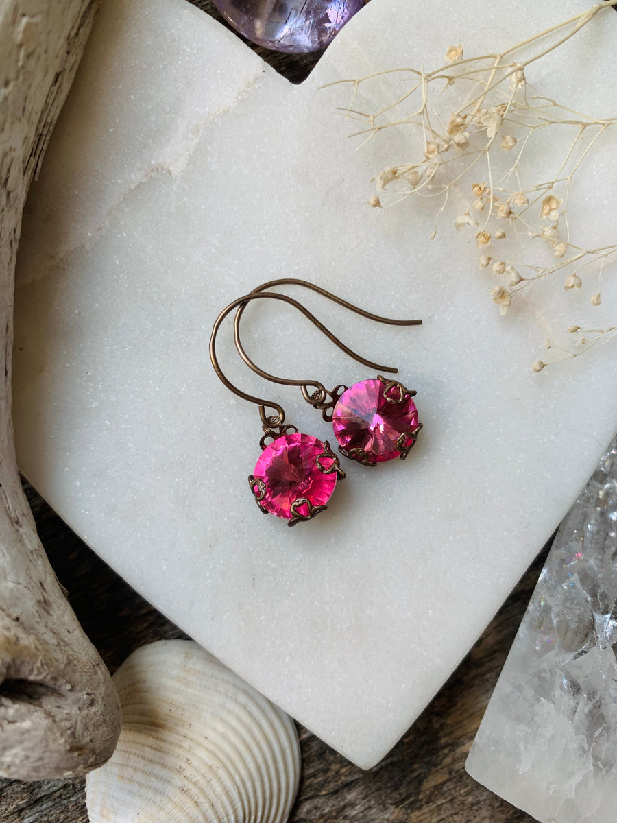 Wild Rose Crystal Filigree Earrings