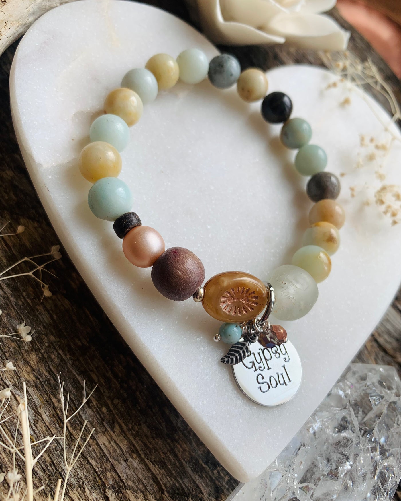 Gypsy Soul Amazonite Quote Bracelet