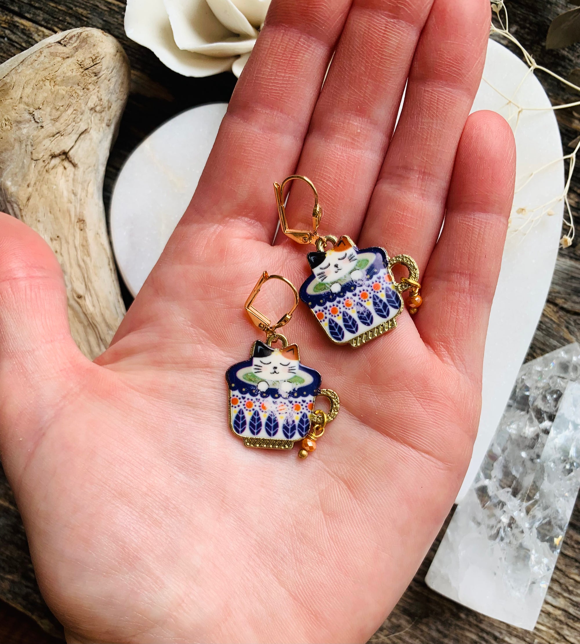 Tea Party Cat Earrings