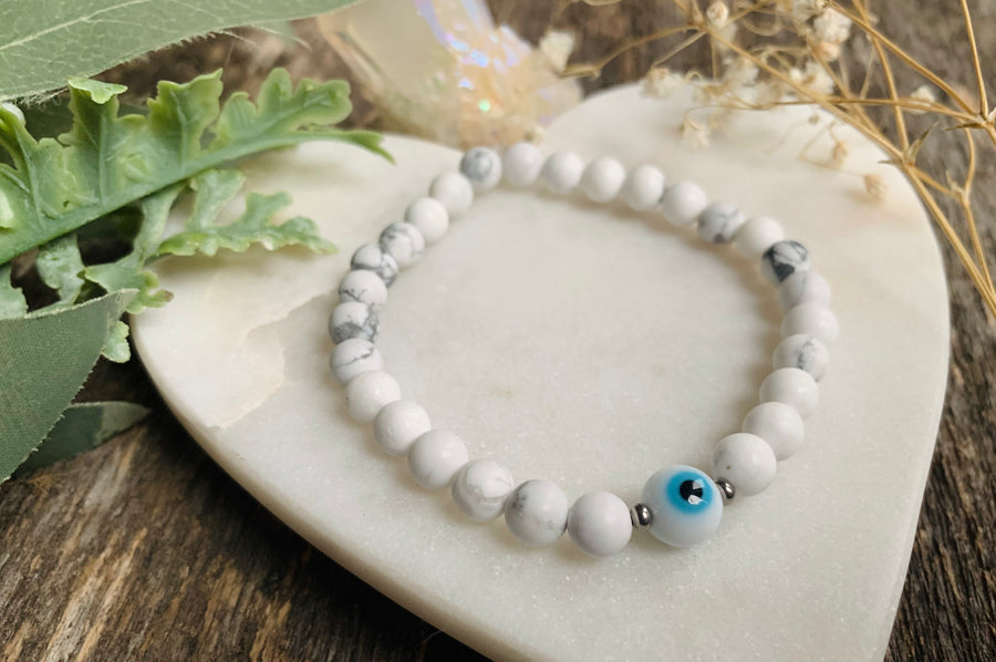 White Howlite Evil Eye Protection Bracelet