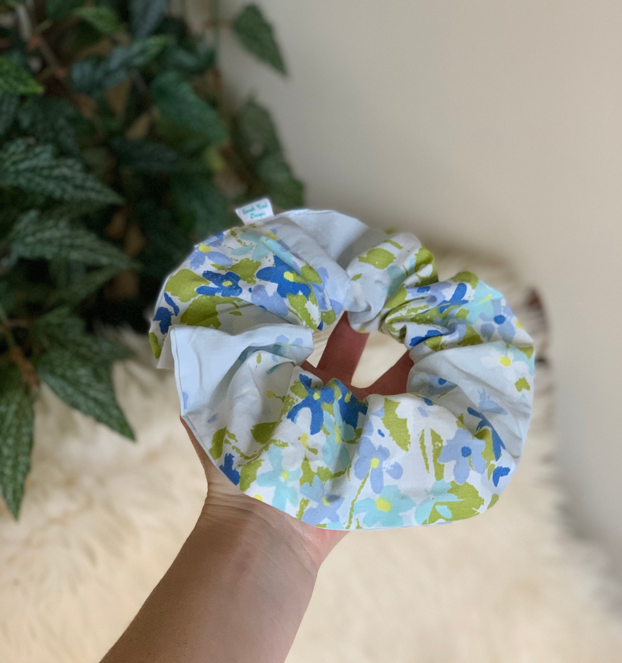 Large Vintage Blue Skies Hair Scrunchie