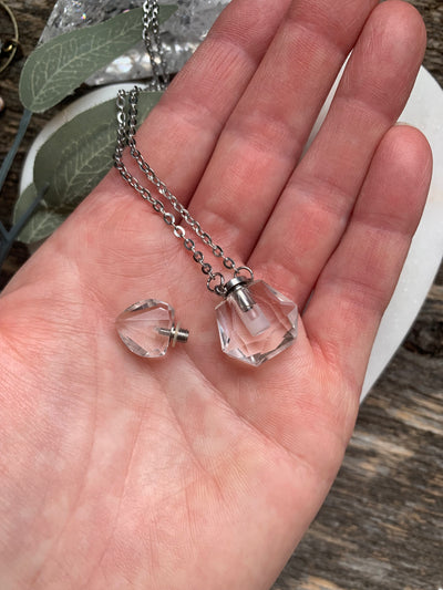 Clear Quartz and Silver Vessel Necklace