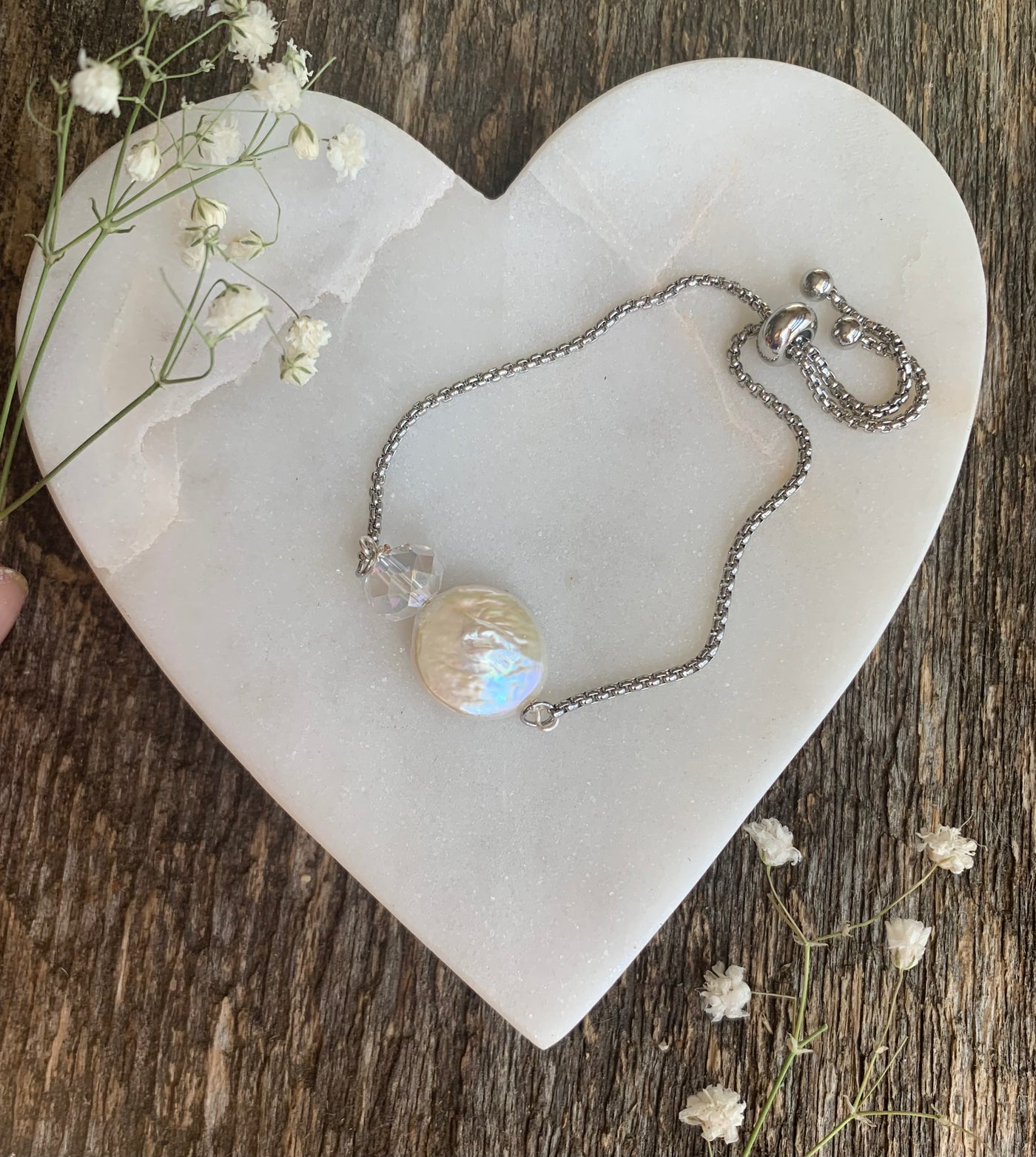 Sliding Pearl & Crystal Bracelet