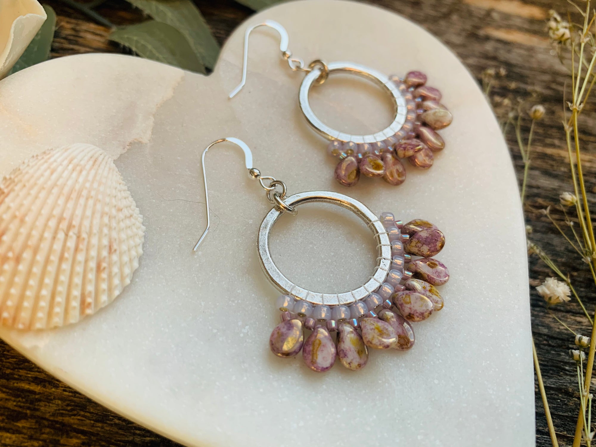 Amethyst Lustre Fringe Hoops