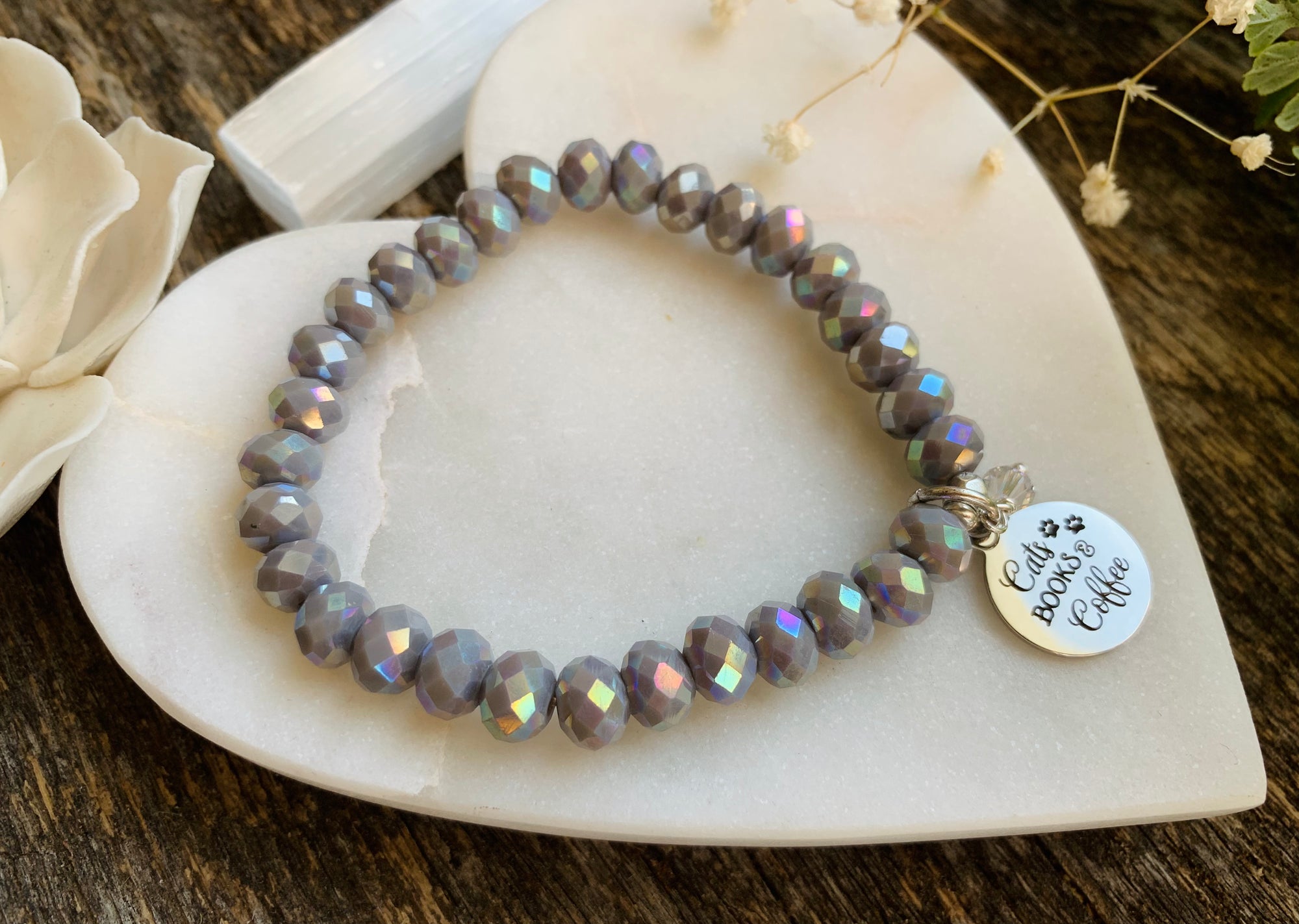 Cats, Books & Coffee Mystic Grey Bracelet