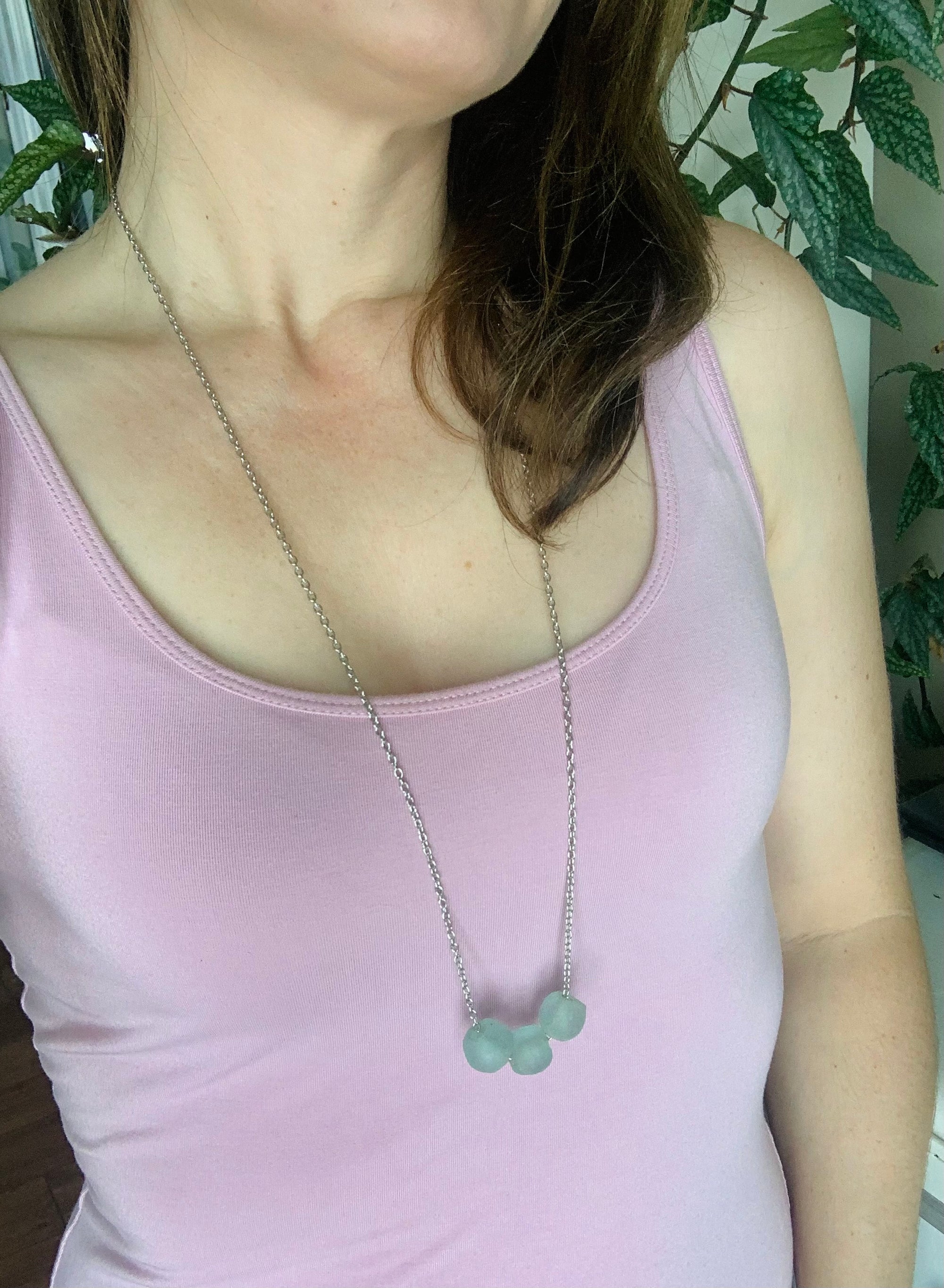 Aqua African Glass Necklace