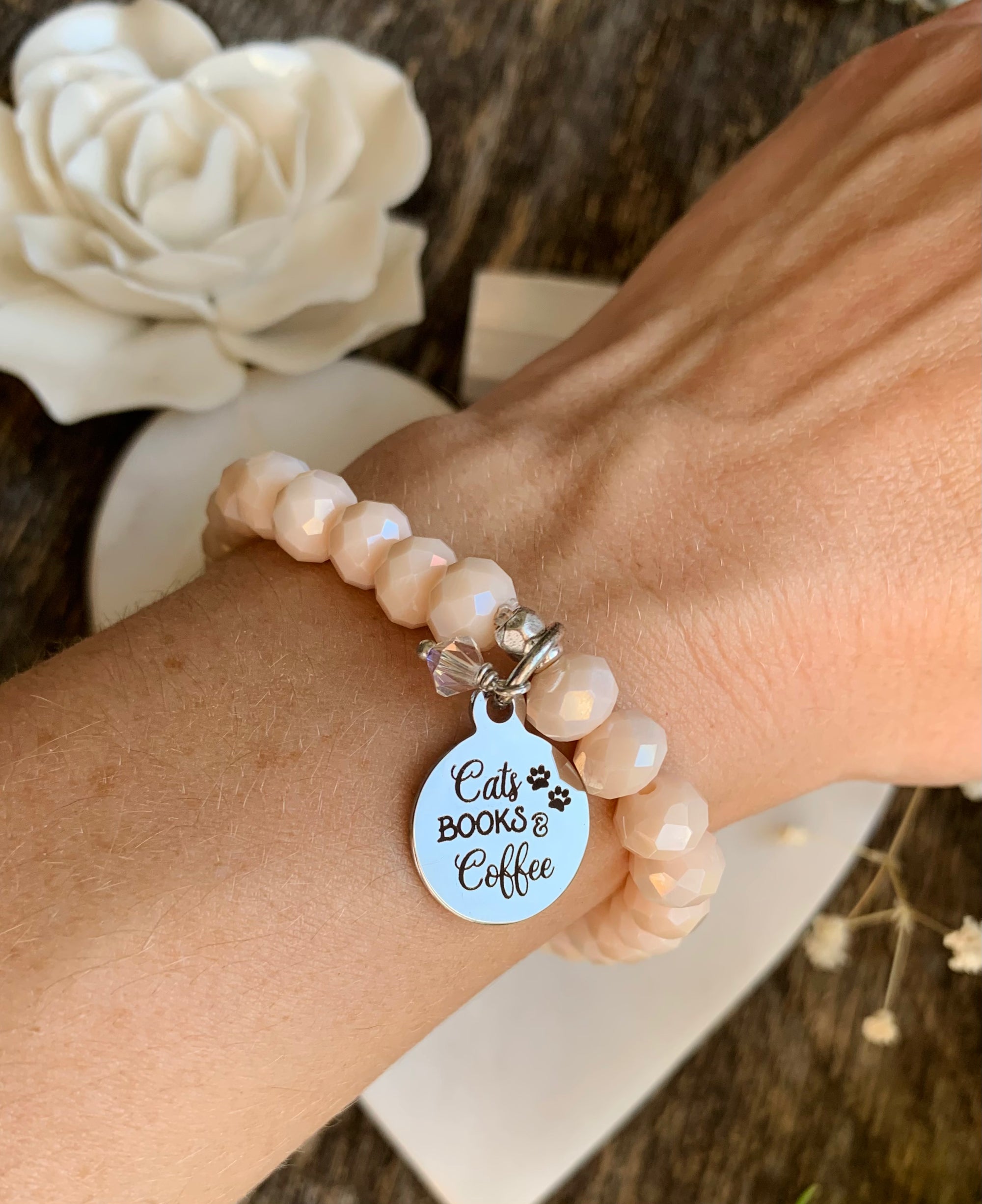 Cats, Books & Coffee Cream Bracelet