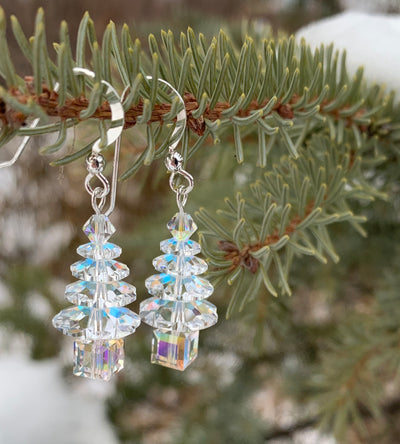 Sparkling Crystal Christmas Tree Earrings