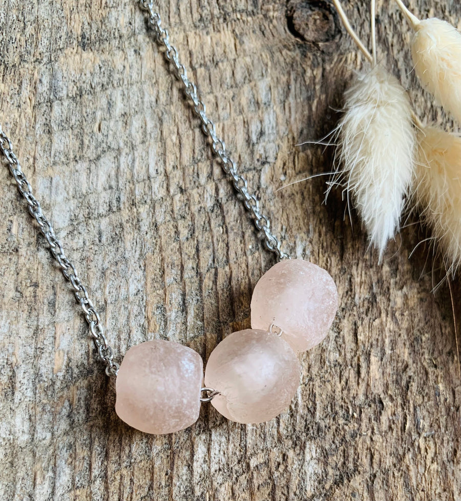 Ballet Pink African Glass Necklace