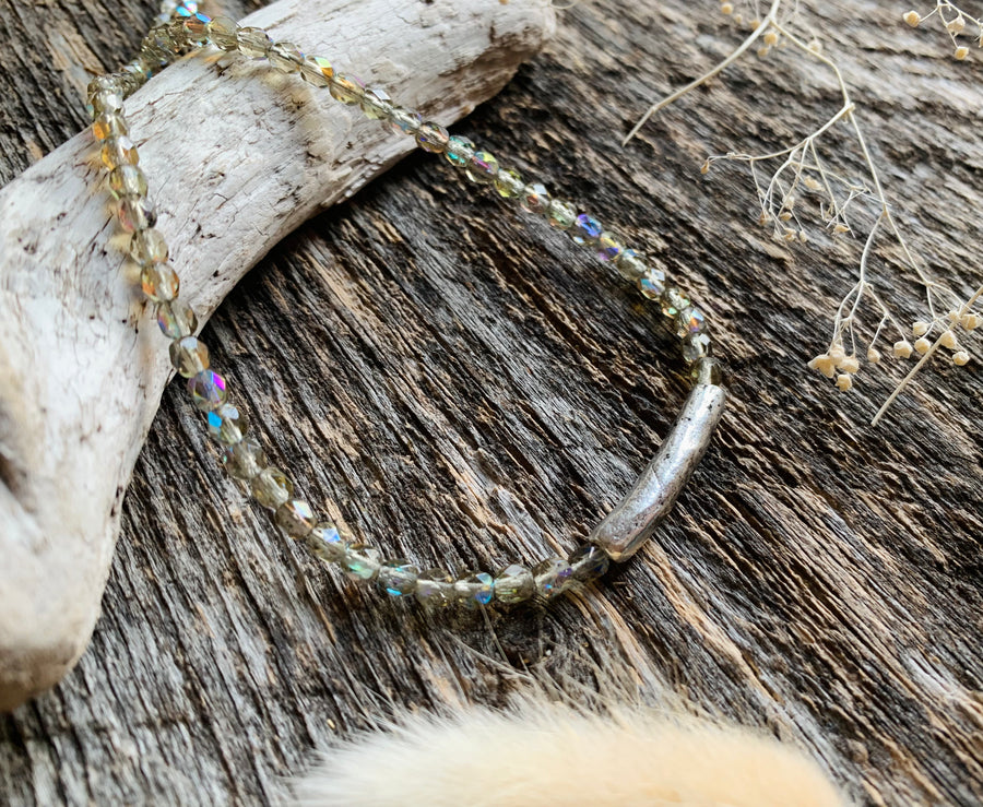 Smoky Czech Glass Bar Necklace