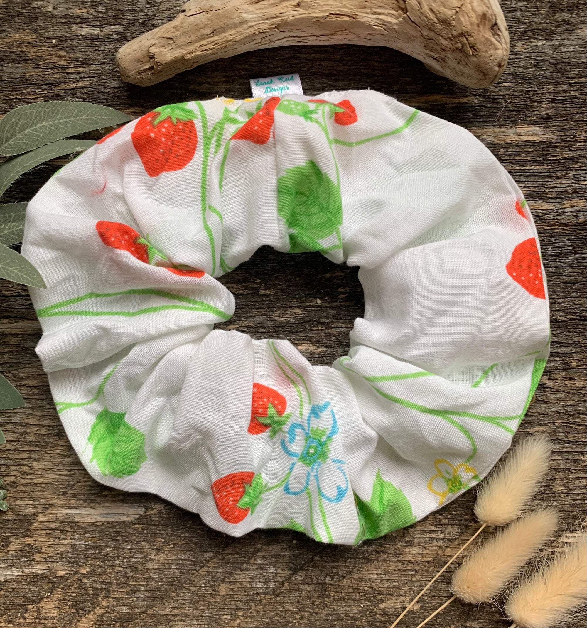 Large Vintage Strawberry Hair Scrunchie