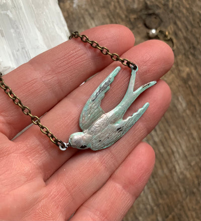 Verdigris Sparrow Necklace