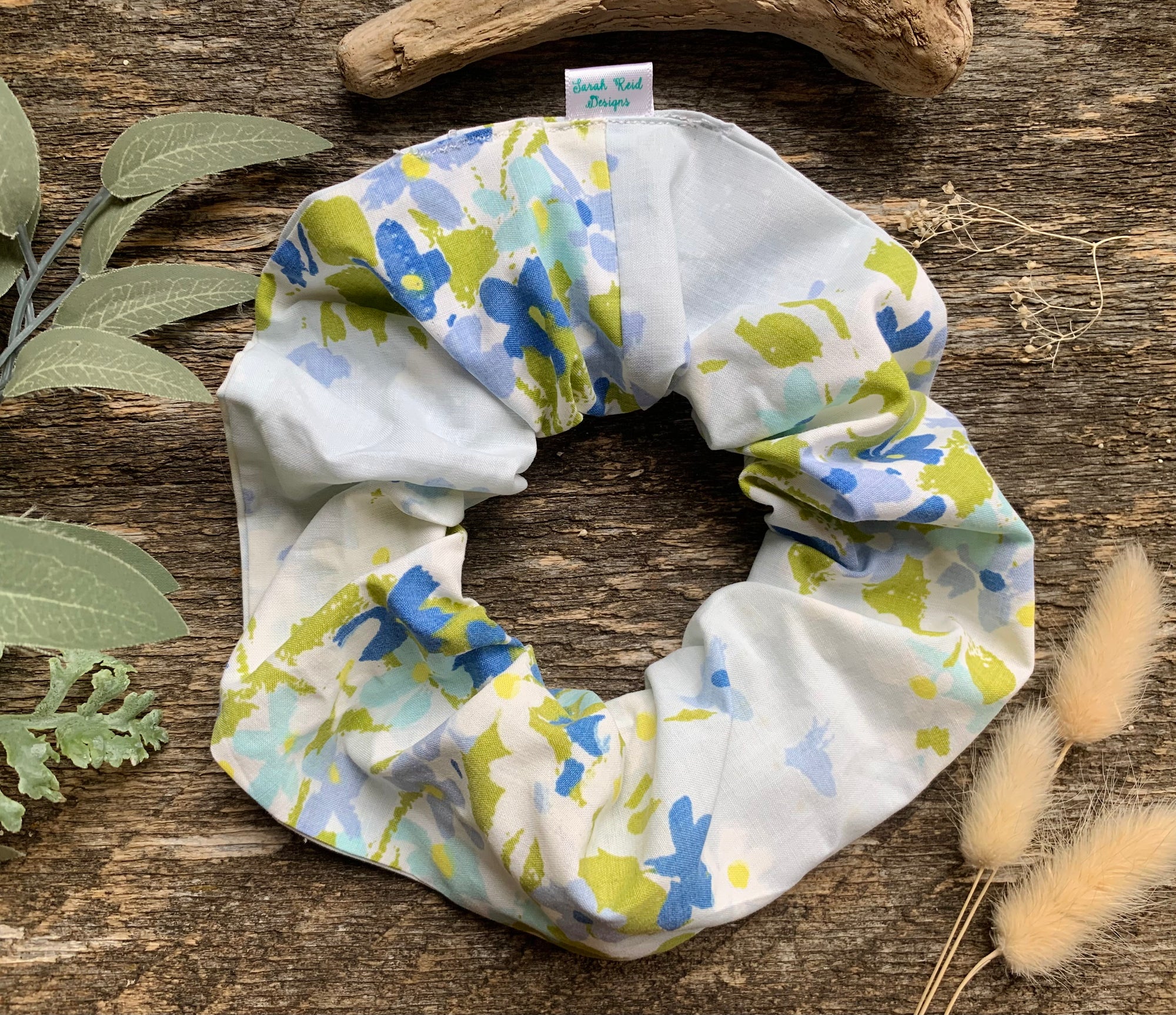 Large Vintage Blue Skies Hair Scrunchie