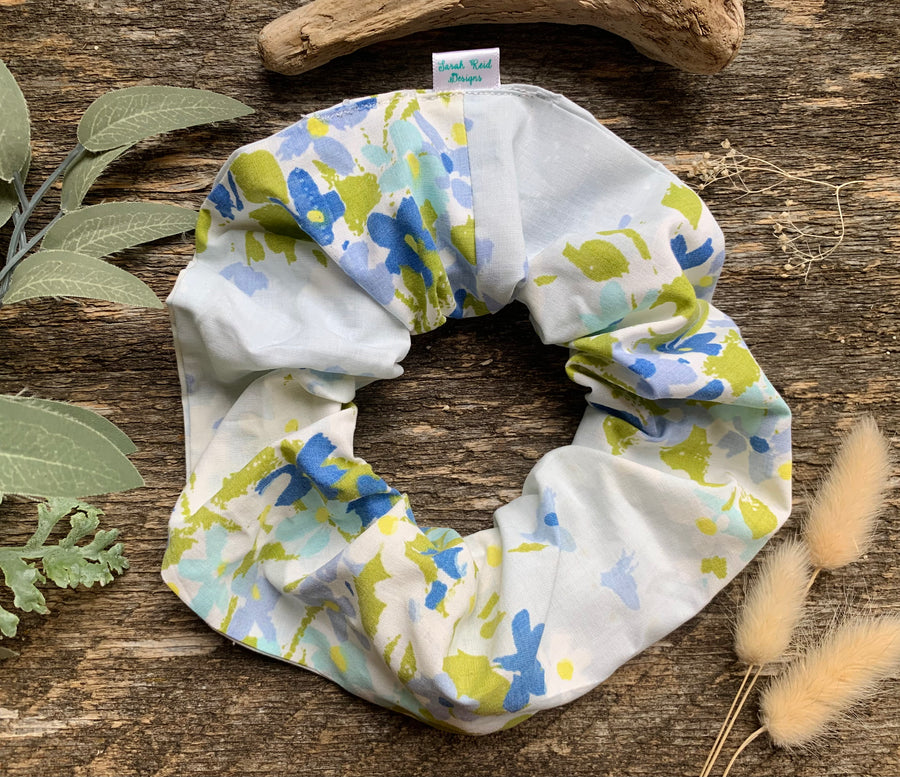 Large Vintage Blue Skies Hair Scrunchie