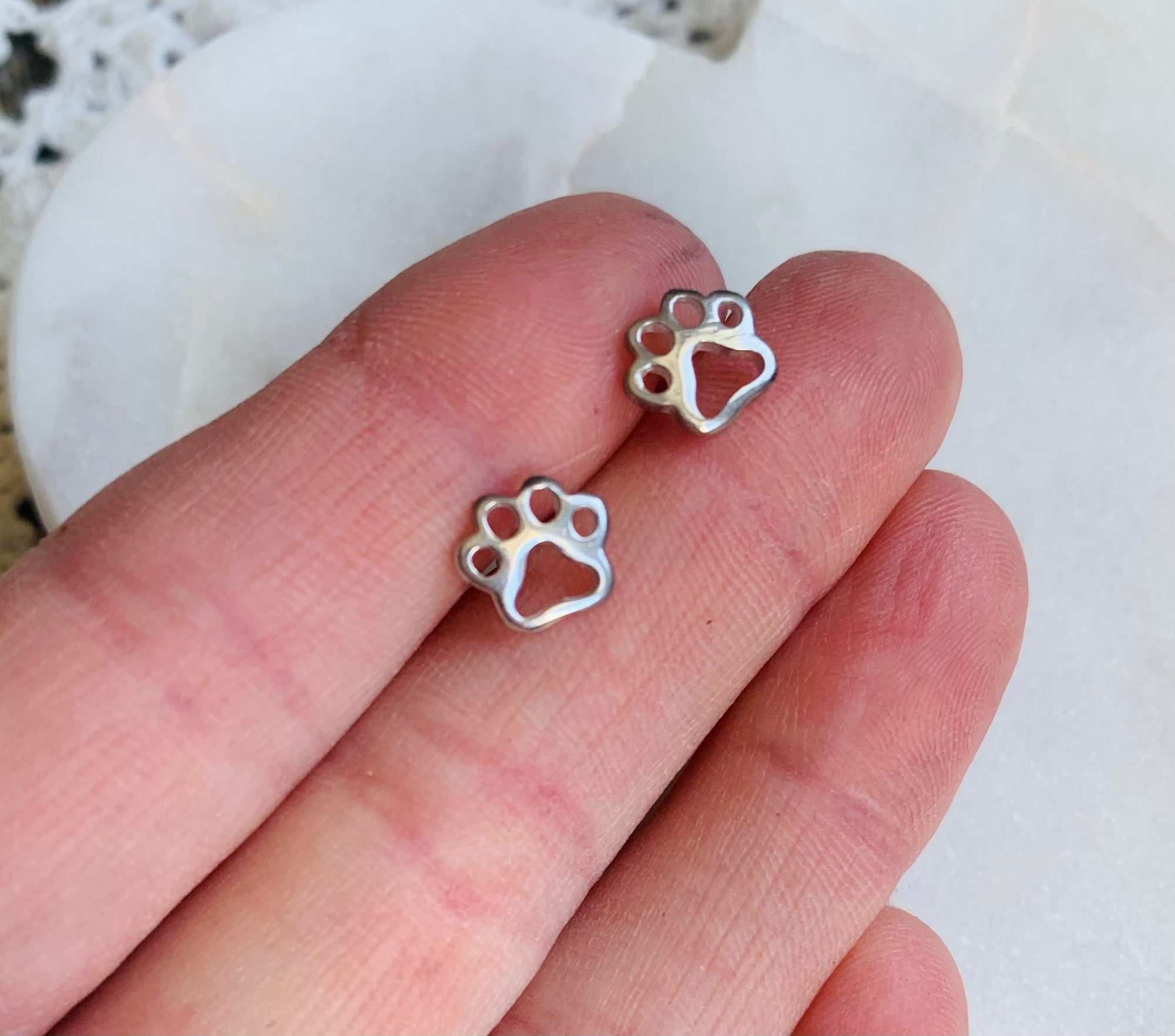 Petite Paw Print Studs