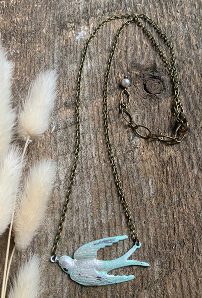 Verdigris Sparrow Necklace