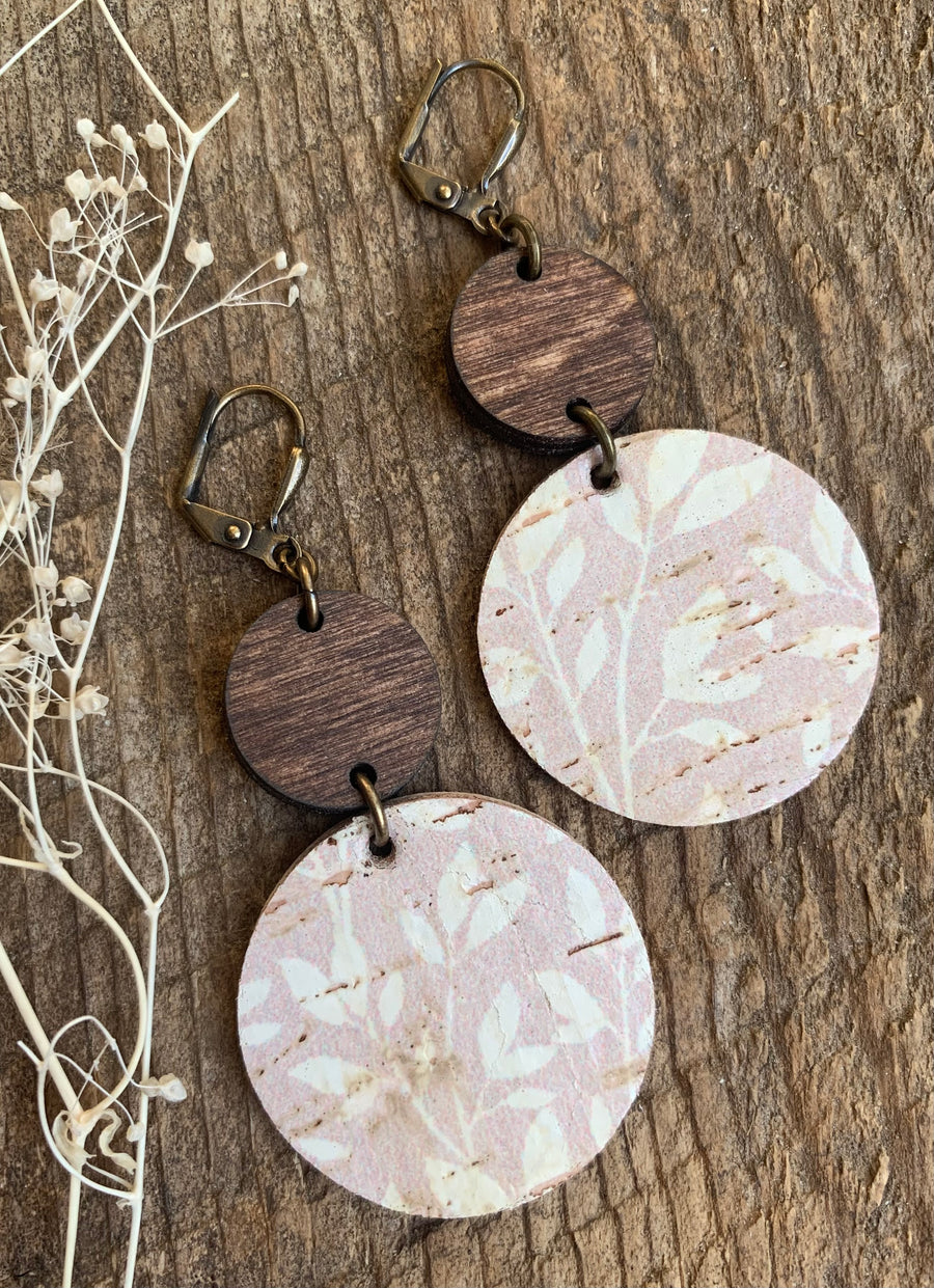 Petal Leather & Wood Earrings