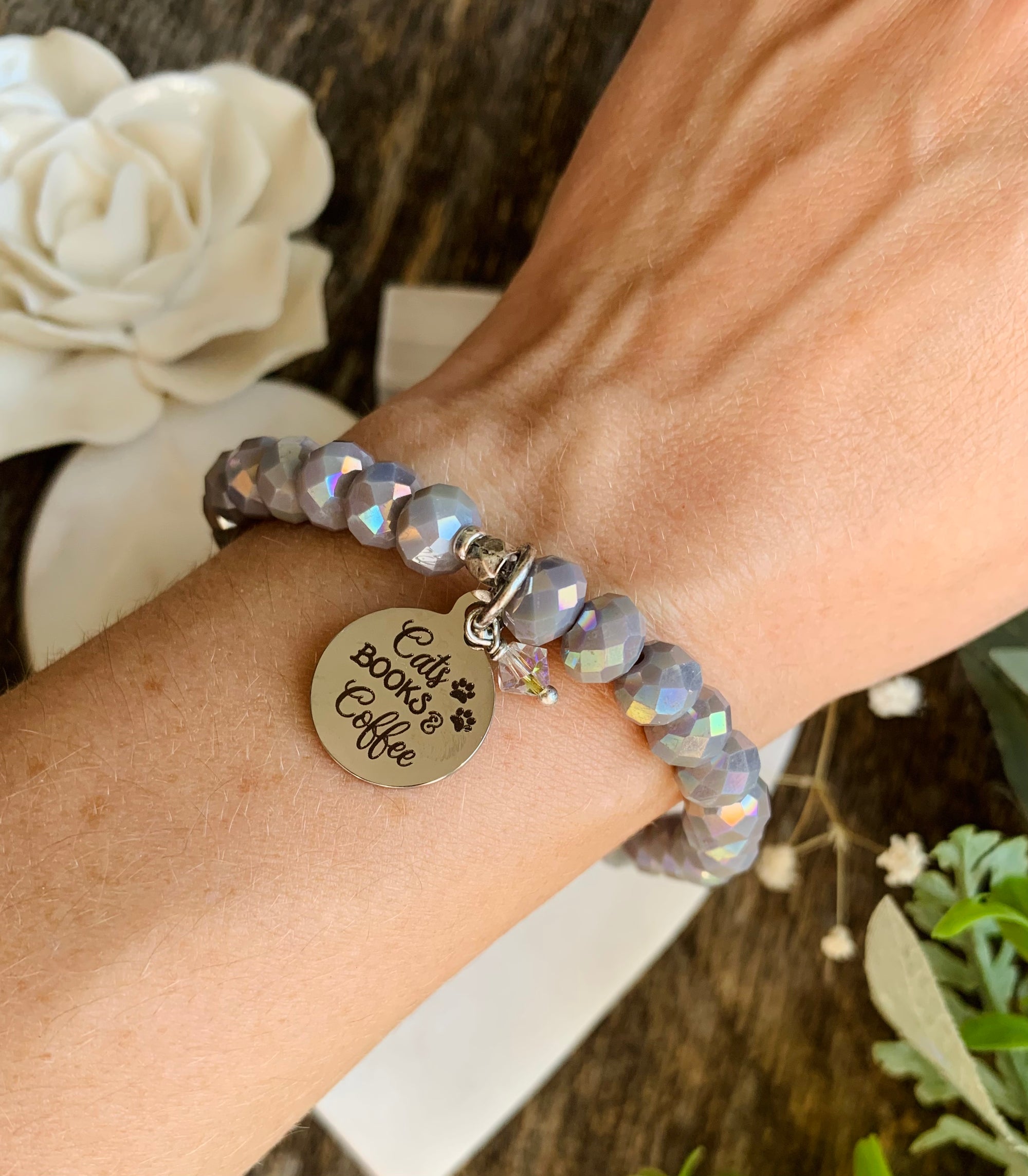 Cats, Books & Coffee Mystic Grey Bracelet
