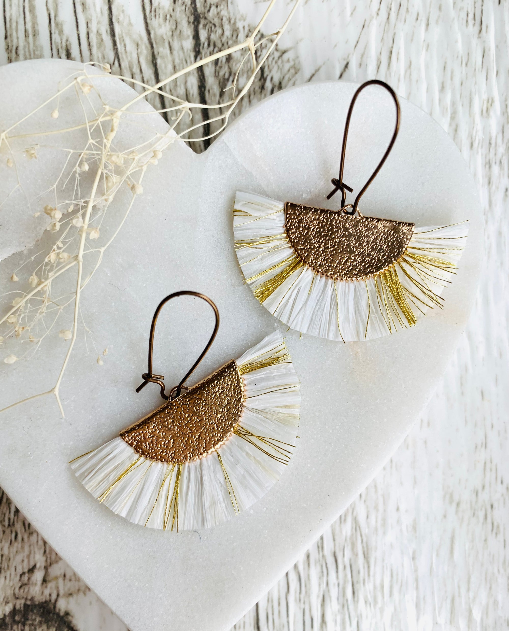 White Fan Earrings