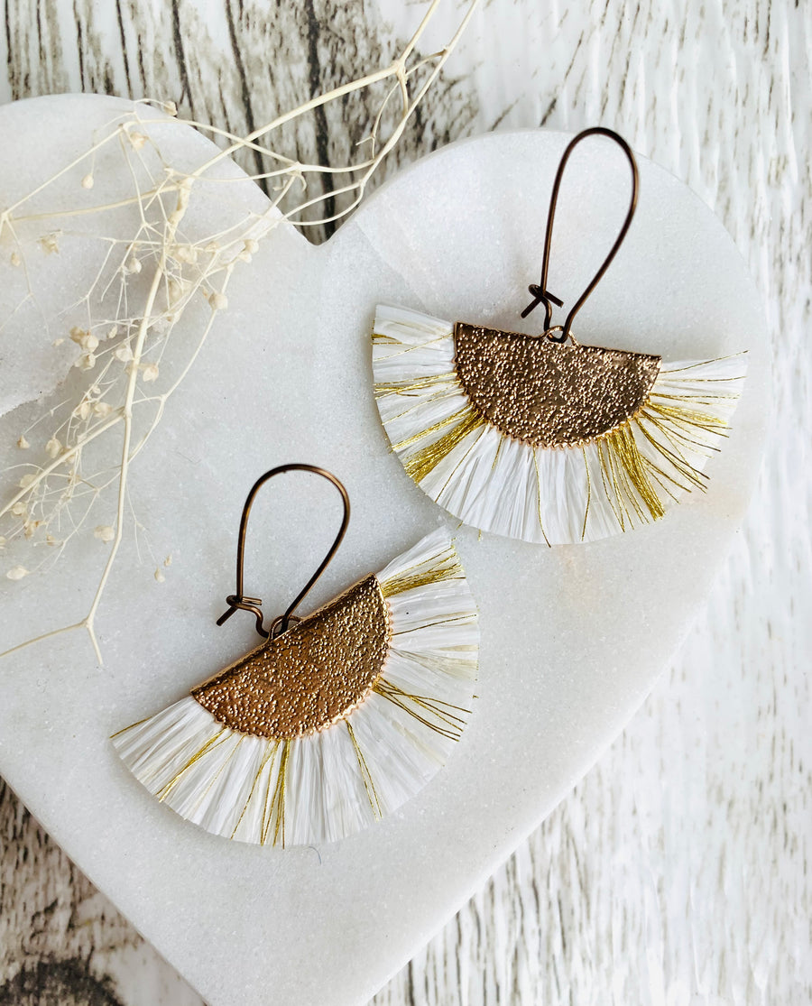 White Fan Earrings