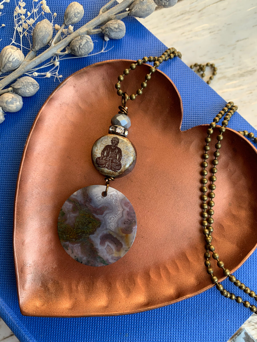 Gemstone Namaste Quote Necklace