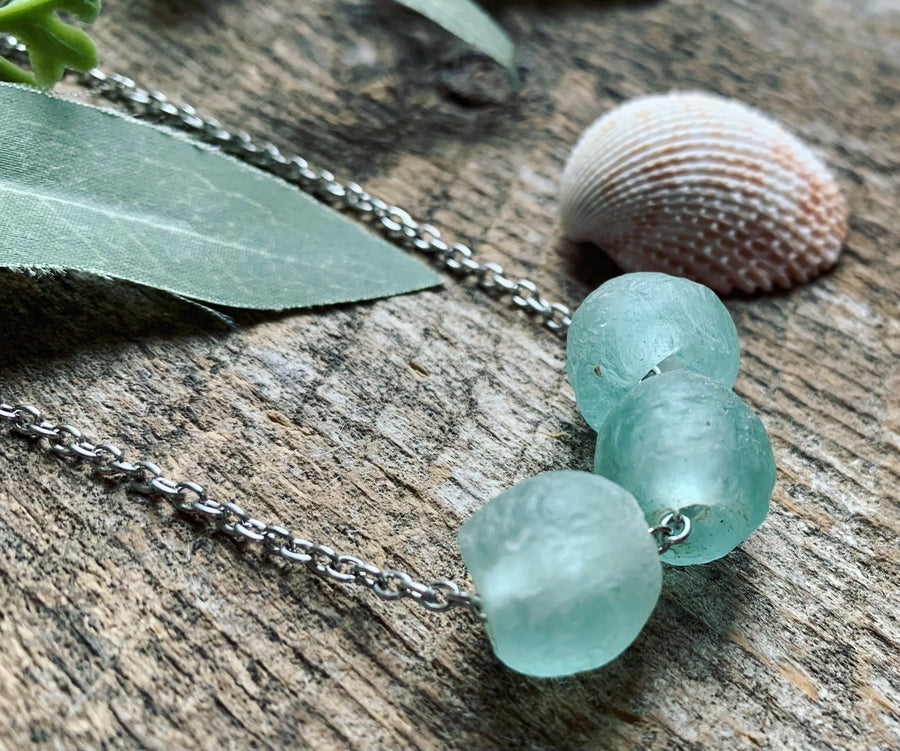 Aqua African Glass Necklace