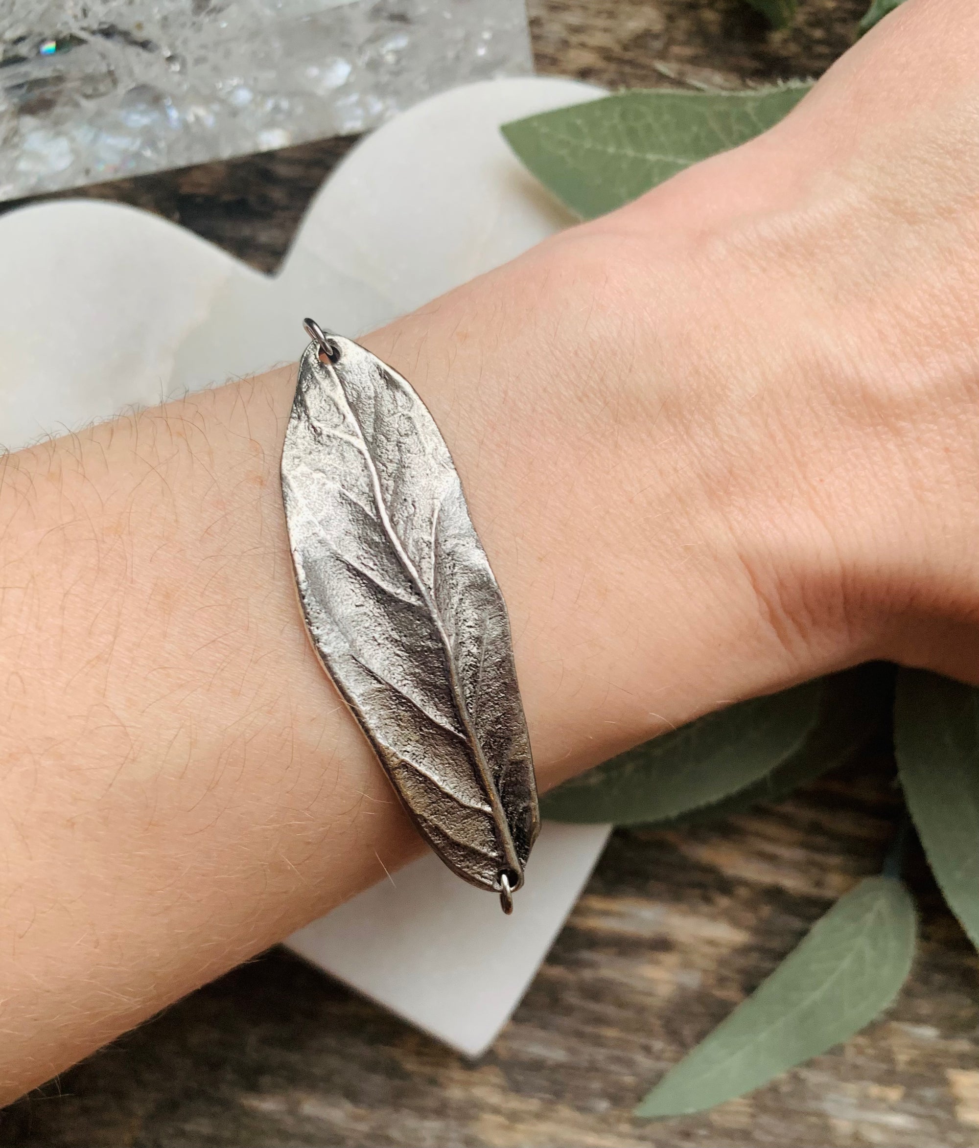 Antique Silver Leaf Bracelet Sarah Reid Designs