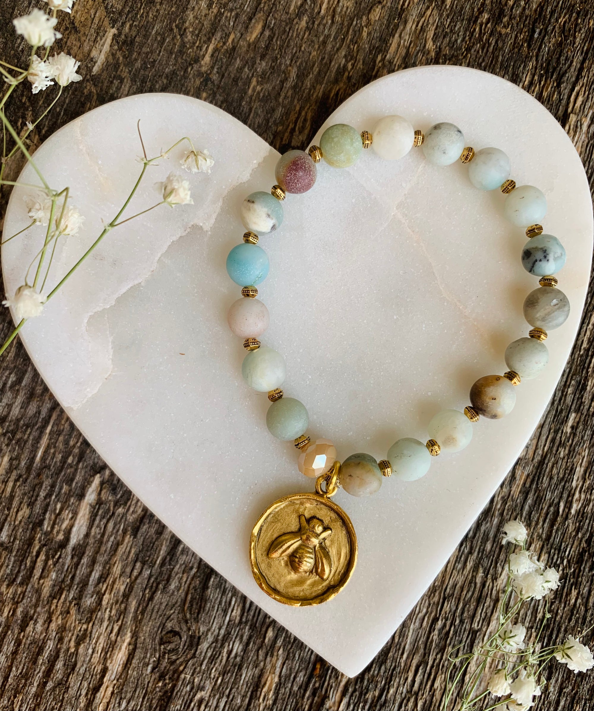 Amazonite Bee Bracelet