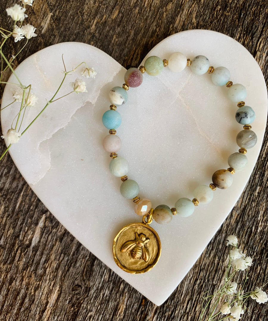 Amazonite Bee Bracelet