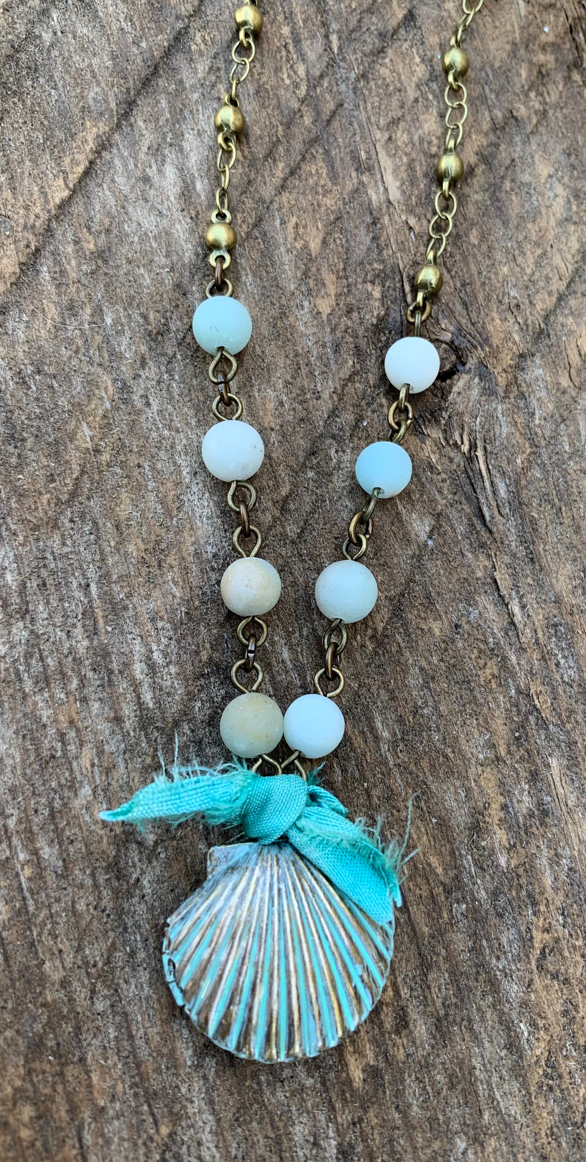 Amazonite Seashell Locket Necklace