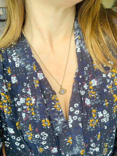 Rose Shimmer Evil Eye Necklace
