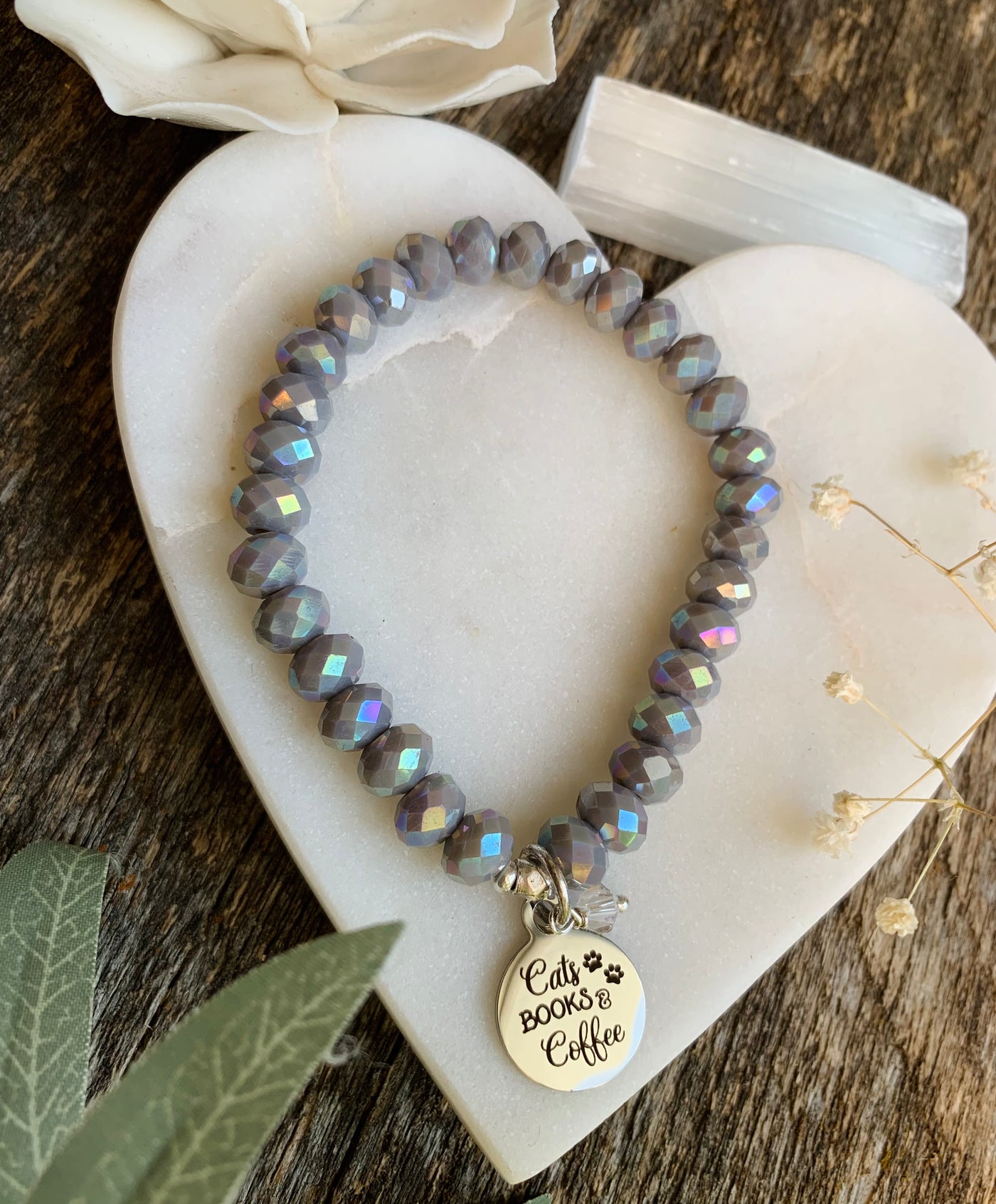 Cats, Books & Coffee Mystic Grey Bracelet