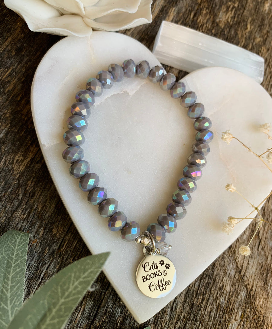 Cats, Books & Coffee Mystic Grey Bracelet