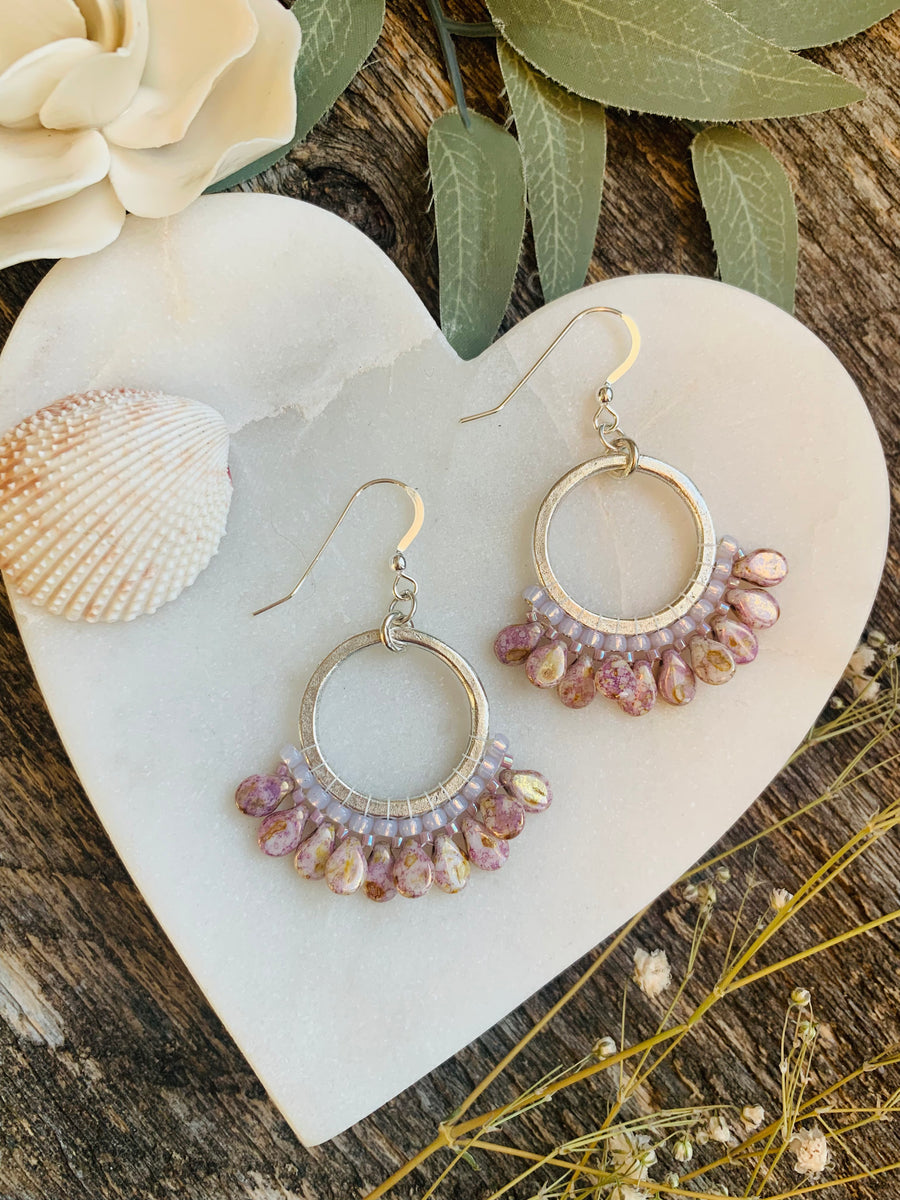 Amethyst Lustre Fringe Hoops