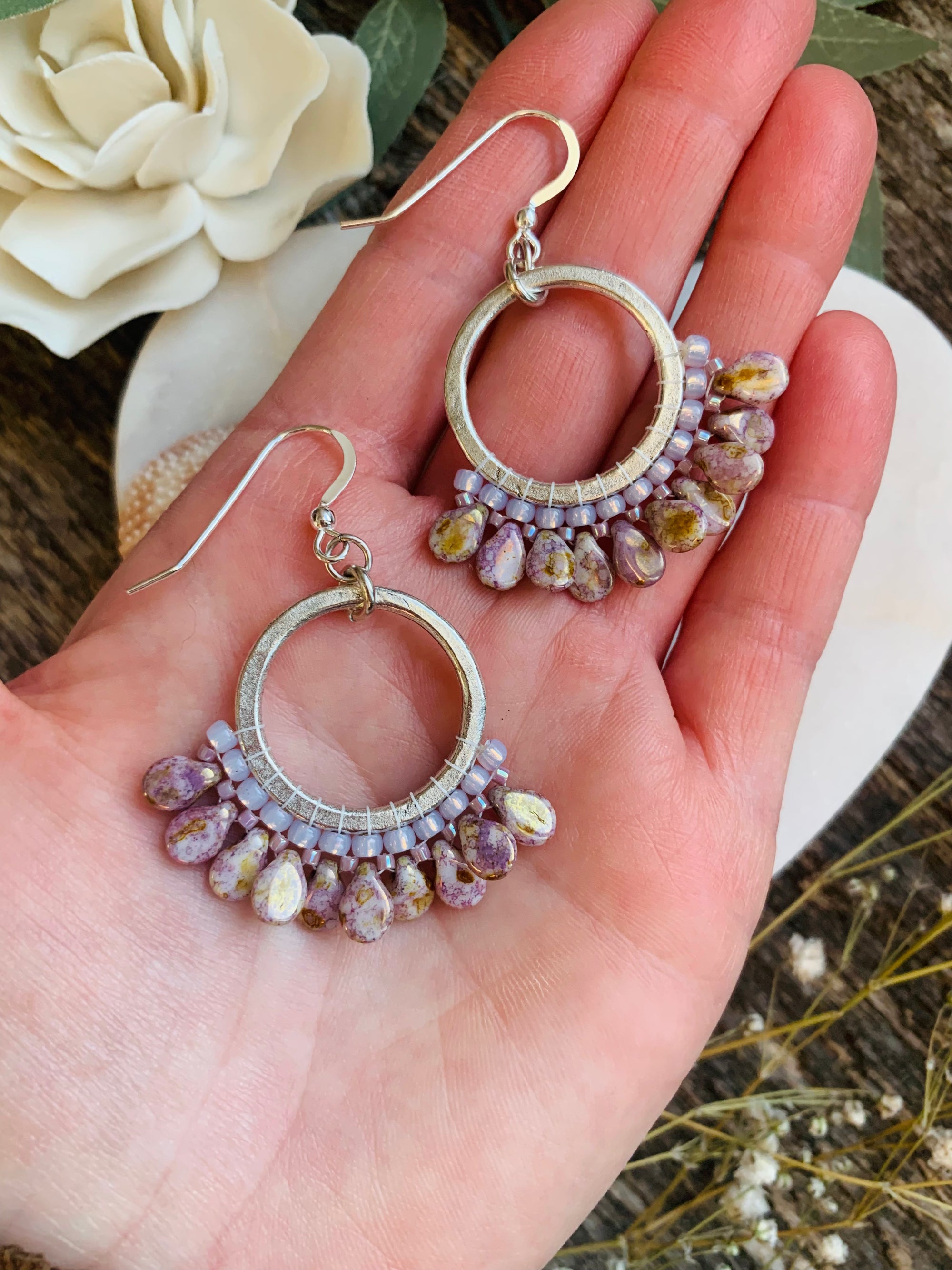 Amethyst Lustre Fringe Hoops