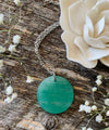 Green Aventurine Gemstone Coin Necklace