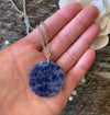 Blue Sodalite Gemstone Coin Necklace